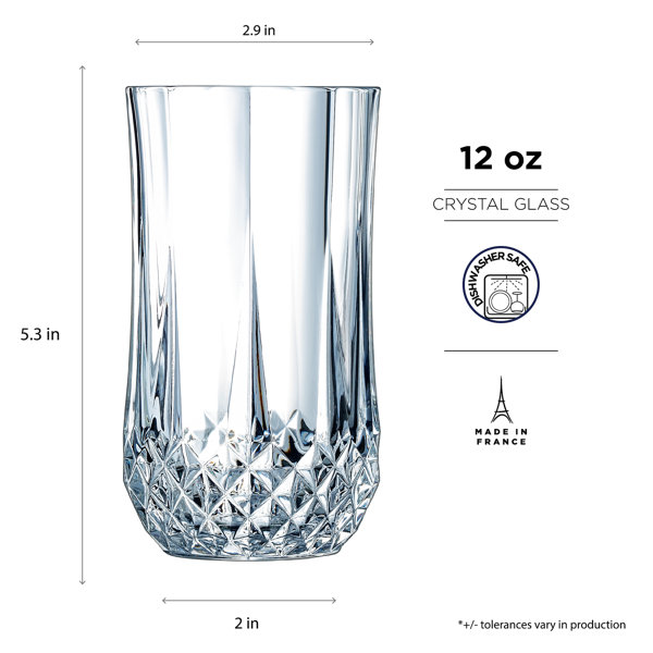 Eclat By Cristal D'Arques Longchamp 4 - Piece 12oz. Lead Free Crystal  Highball Glass Glassware Set